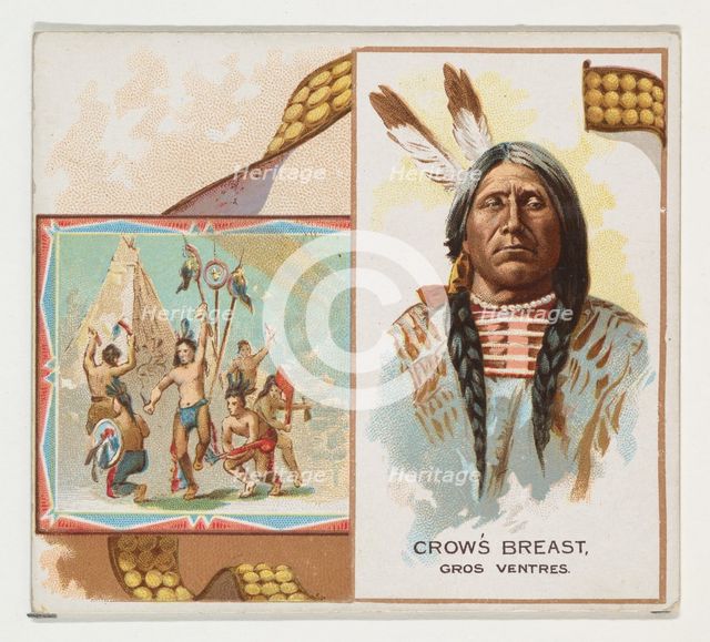 Crow's Breast, Gros Ventres, from the American Indian Chiefs series (N36) for Allen & Gint..., 1888. Creator: Allen & Ginter.