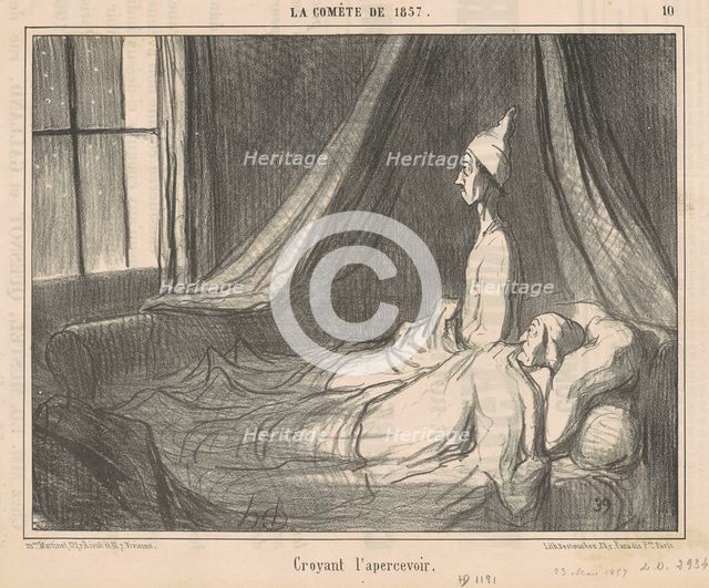 Croyant l'apercevoir, 1857.  Creator: Honore Daumier.