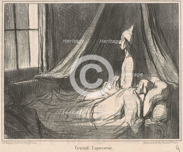 Croyant l'apercevoir ..., 19th century. Creator: Honore Daumier.