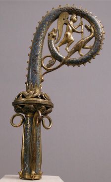 Crozier Head with Saint Michael Slaying the Dragon, French, ca. 1220-30. Creator: Unknown