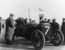 CS Rolls in a racing car, c1905-c1910