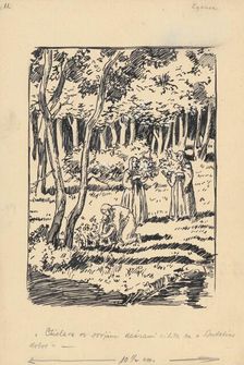 Ctislava and her daughters felt good in Budatin..., 1928. Creator: Andrej Kovacik