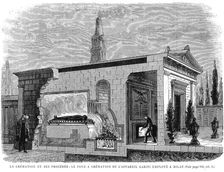Cut-away view of Garini's cremation furnace used in Milan, 1880
