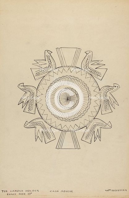 Cut Tin Candle Holder, 1935/1942. Creator: William Hoffman.