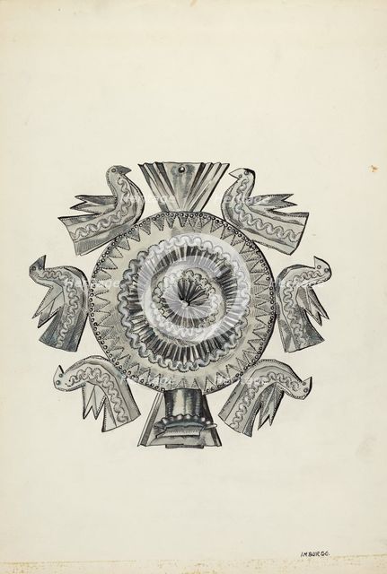 Cut Tin Candle Holder, c. 1936. Creator: Irene M. Burge.