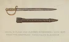 Cutlass and Leather Scabbard, 1935/1942. Creator: Unknown