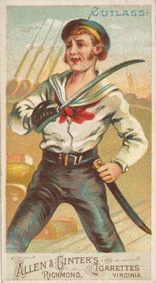 Cutlass, from the Arms of All Nations series (N3) for Allen & Ginter Cigarettes Brands, 1887. Creator: Allen & Ginter