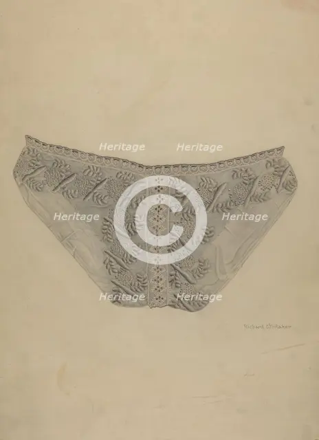 Cutwork Lace Bib, c. 1938. Creator: Richard Whitaker.