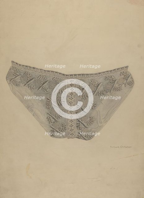 Cutwork Lace Bib, c. 1938. Creator: Richard Whitaker.
