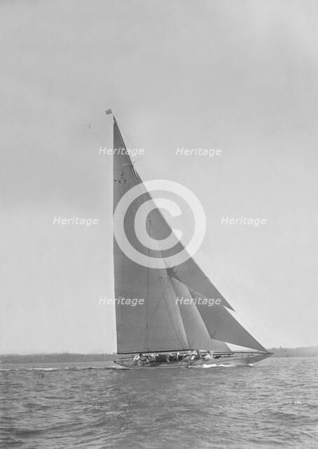 Cutter sailing close-hauled. Creator: Kirk & Sons of Cowes.