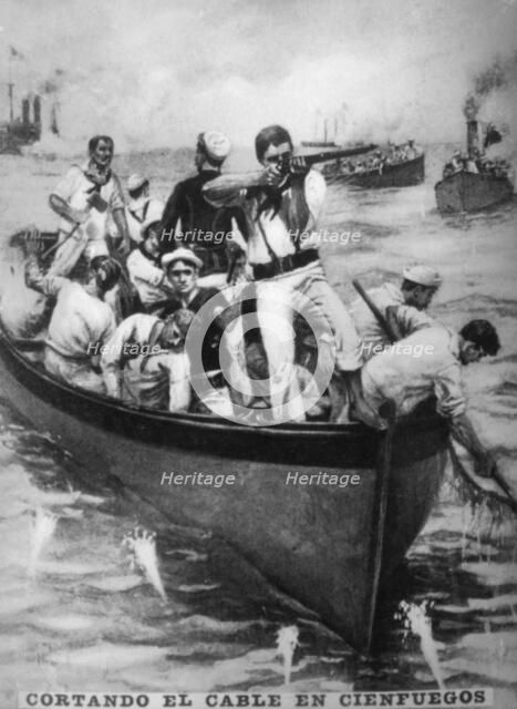 Cutting the Cienfuegos Cables, (1898), 1920s. Artist: Unknown