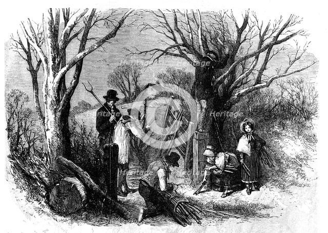 Cutting the Ashen Fagots; Devonshire, 1854. Creator: Edmund Evans.