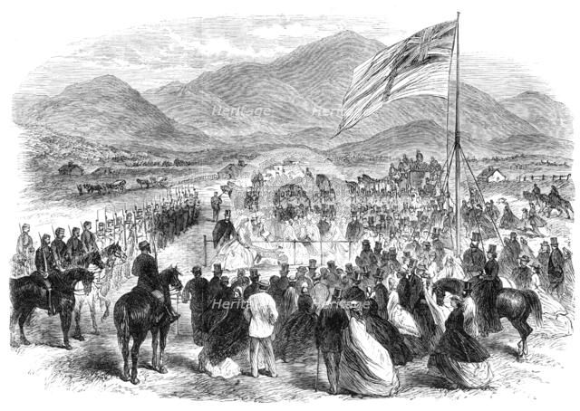 Cutting the First Turf of the Great Southern Railway at Christchurch, Canterbury, New Zealand, 1865. Creator: Unknown.