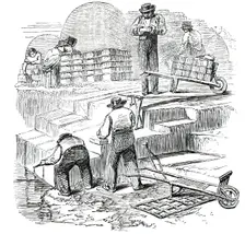 Cutting Turf, and Preparing it for the Rick, 1850. Creator: Smyth