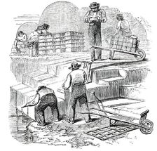 Cutting Turf, and Preparing it for the Rick, 1850. Creator: Smyth