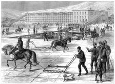 Cutting and storing ice on the Hudson River, New York, USA, 1875