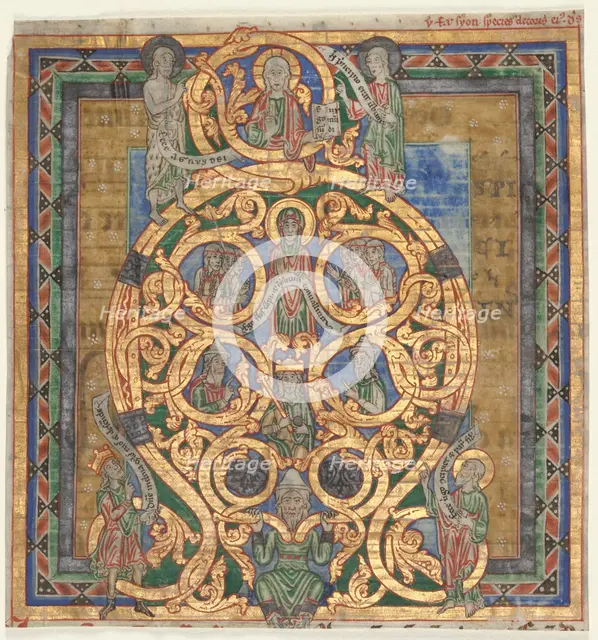 Cutting from an Antiphonary: Initial A[spiciens a longe]: The Tree of Jesse, c. 1115-1125. Creator: Unknown.