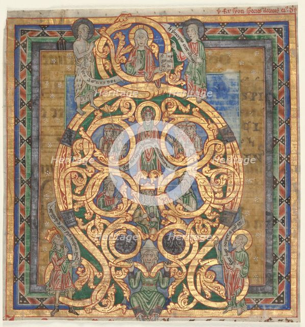Cutting from an Antiphonary: Initial A[spiciens a longe]: The Tree of Jesse, c. 1115-1125. Creator: Unknown.