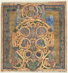 Cutting from an Antiphonary: Initial A[spiciens a longe]: The Tree of Jesse, c. 1115-1125. Creator: Unknown