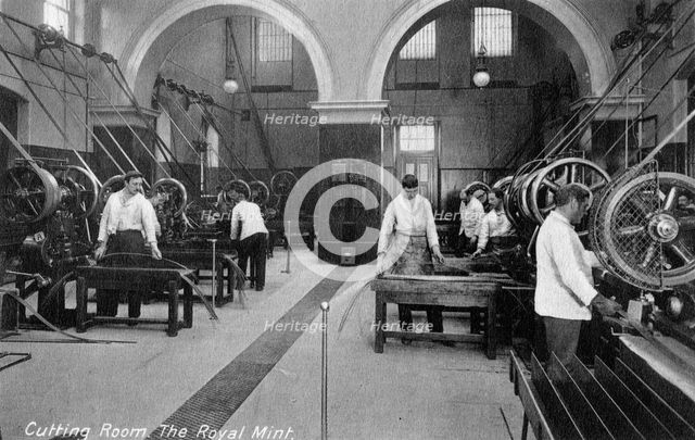 Cutting Room, the Royal Mint, Tower Hill, London, early 20th century. Artist: Unknown