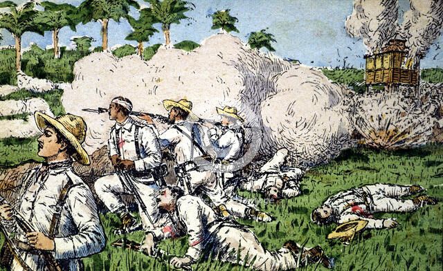 Cuba War (1895 - 1898), the Spanish troops defending El Caney before an American division on July…