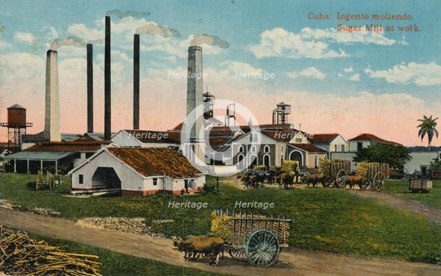 Cuba: Ingenio moliendo. Sugar Mill at work, c1900. Artist: Unknown