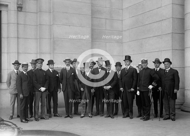 Cuban War Mission To The U.S. Lt. Col. Vander Gutch; Capt E.N. Tabio; Lt. Comdr. Kear, USN ..., 1917 Creator: Harris & Ewing.