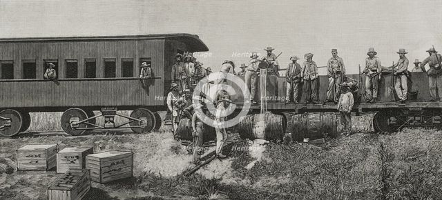 Cuban War of Independence: Distribution of rations, Cuba, 1898.  Creator: Unknown.