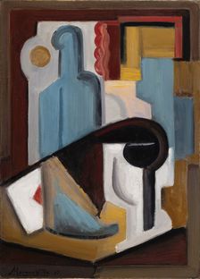 Cubist still life with bottle, 1927. Creator: Moreno Villa, José (1887-1955)
