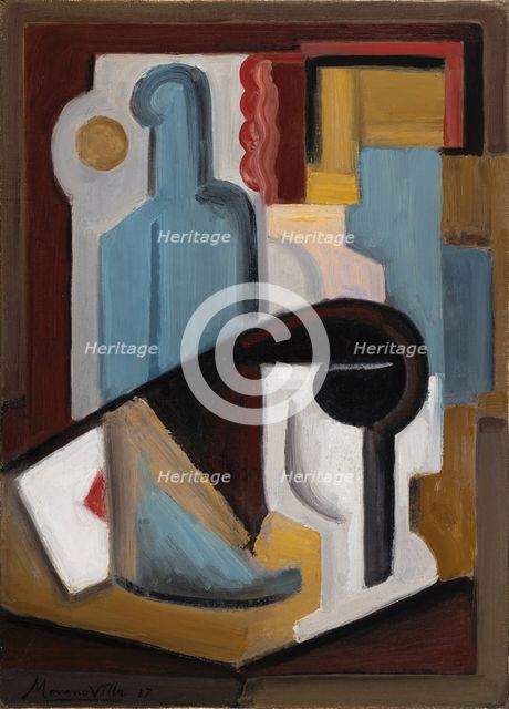 Cubist still life with bottle, 1927. Creator: Moreno Villa, José (1887-1955).