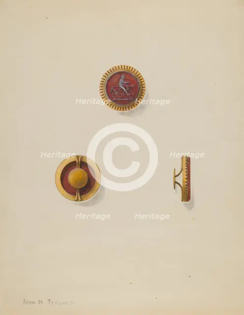 Cuff Buttons, c. 1936. Creator: John H. Tercuzzi.