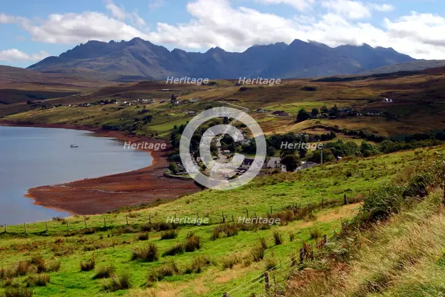 Cuillin Hills from above Carbost, Isle of Skye, Highland, Scotland. Creator: Peter Thompson.