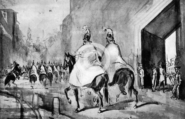 'Cuirassiers', 19th century, (1930). Artist: Constantin Guys