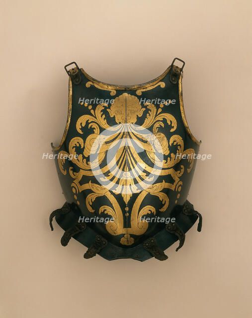 Cuirass and Pauldrons for a Papal Swiss Guard, Brescia, 1590; decoration 1623/44. Creator: Unknown.