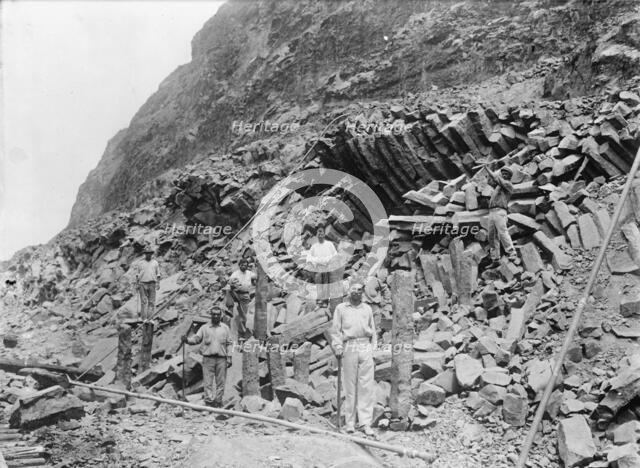 Culebra Cut - View at Base of Gold Hill, Showing Basaltic Columns Developed By Steam Shovel, 1913. Creator: Harris & Ewing.
