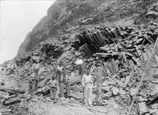 Culebra Cut - View at Base of Gold Hill, Showing Basaltic Columns Developed By Steam Shovel, 1913. Creator: Harris & Ewing