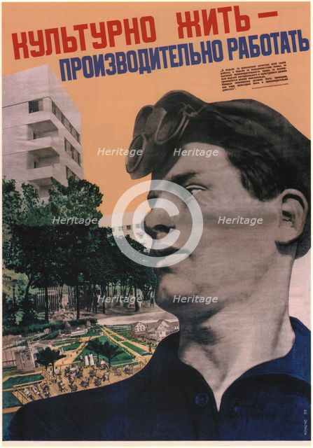 Cultured life - work with high productivity, 1932. Artist: Klutsis, Gustav (1895-1938)