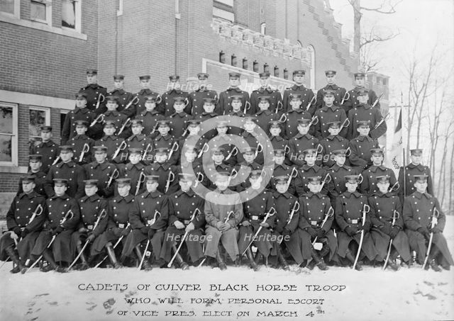 Culver Military Academy - Black Horse Troop, Personal Escort To Vice President Marshall at..., 1913. Creator: Harris & Ewing.