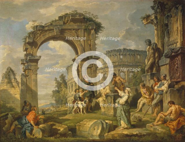 Cumaean Sibyl prophesied the Birth of Christ, 1743. Artist: Panini, Giovanni Paolo (1691-1765)