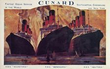 Cunard ocean liners, 1920s. Creator: Unknown