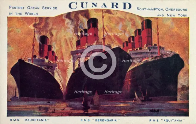 Cunard ocean liners, 1920s. Creator: Unknown.