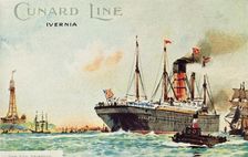 Cunard Line - Ivernia, off New Brighton c1910. Creator: Unknown