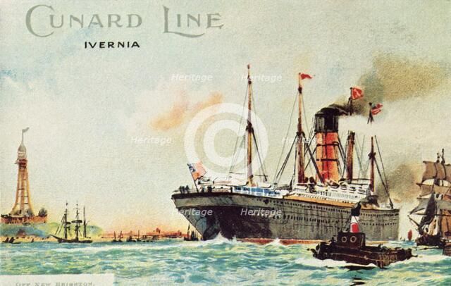 'Cunard Line - Ivernia, off New Brighton', c1910. Creator: Unknown.