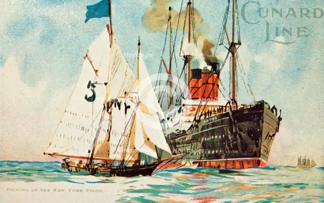 'Cunard Line - Picking Up the New York Pilot', c1904.  Creator: Unknown.