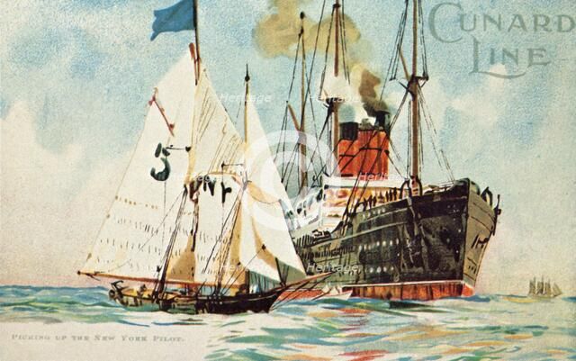 'Cunard Line - Picking Up the New York Pilot', c1904.  Creator: Unknown.