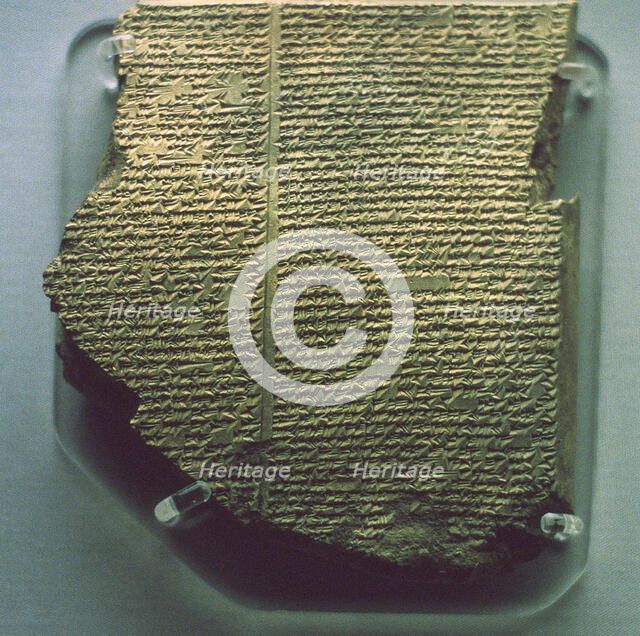 Cuneiform tablet relating part of the Epic of Gilgamesh, Neo-Assyrian, 7th century BC. Artist: Unknown