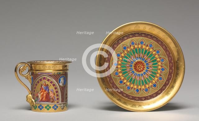 Cup and Saucer, 1827. Creator: Sèvres Porcelain Manufactory (French, est. 1740); Pierre Huard (French).
