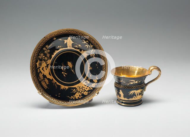 Cup and Saucer, Bohemia, c. 1825. Creator: Bohemia Glass.