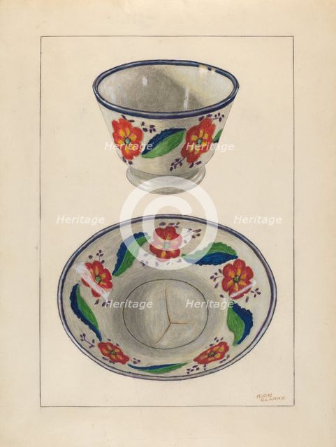 Cup and Saucer, c. 1936. Creator: Hugh Clarke.