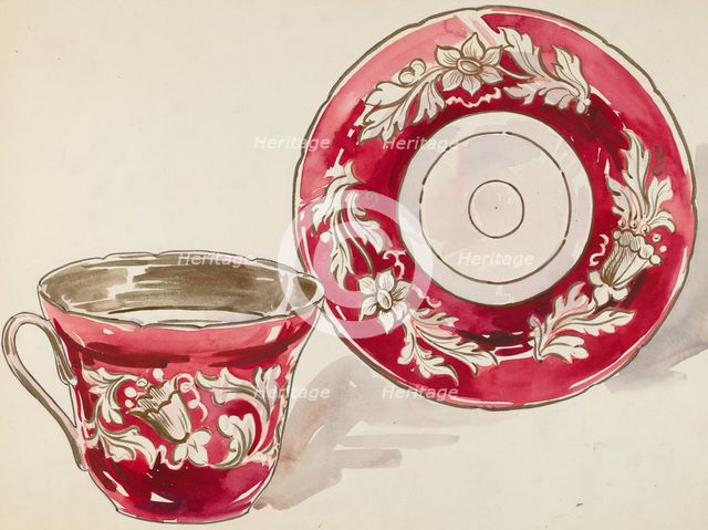 Cup and Saucer, c. 1936. Creator: Lillian Causey.